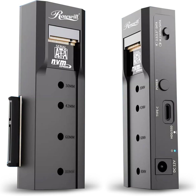 Rosewill NVME to 2.5'' 3.5'' Offline Clone Enclosure,M.2 to SATA SSD HDD Cloner, USB-C Type-C Max 10Gbps Standalone Clone Duplicator - RS-NS-CL - Image 2